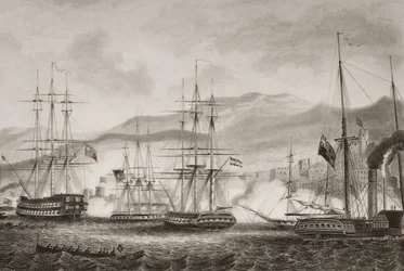Angriff auf Sidon durch Kommodore Charles Napier, September 1840, Illustration aus 